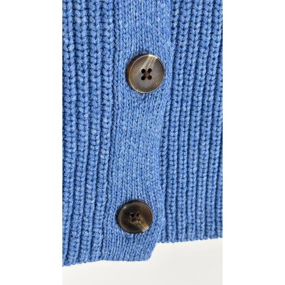 Talbots Shaker Stitch V Neck Knit Cardigan Sweater Womens Petite Large New Blue - Picture 4 of 8